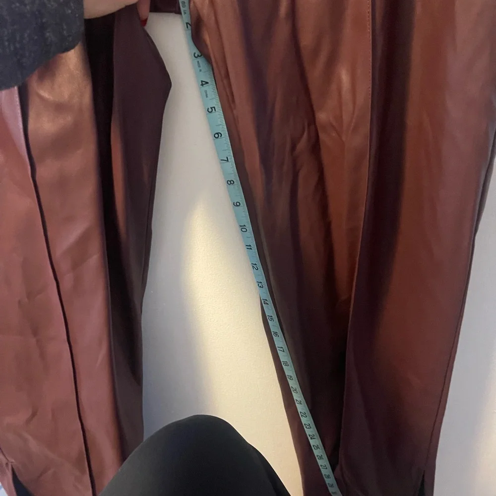 PrettyLittleThing high rise, pintuck detail faux leather straight leg trousers. - Picture 2 of 3